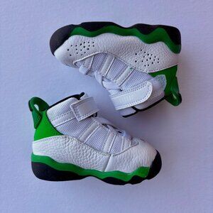 Nike Air Jordan 6 Rings (TD) Toddler Shoes White Lucky Green Black NWT 4C
